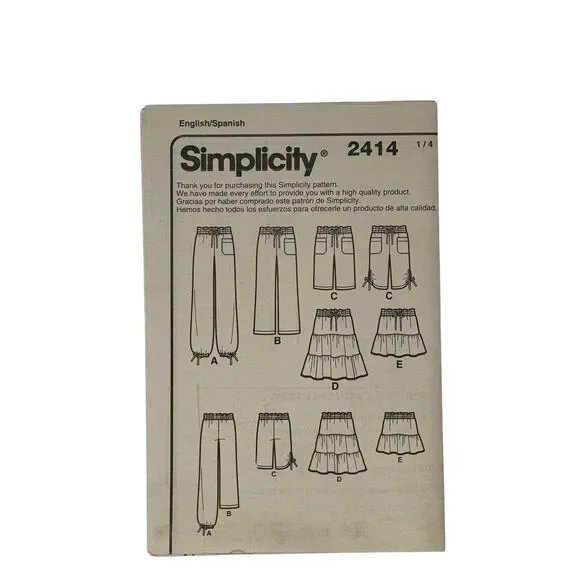 SIMPLICITY PATTERN 2414  SKIRT PANTS SHORTS  MISSES SIZES 16 18 20 22 24  UNCUT - Picture 4 of 7